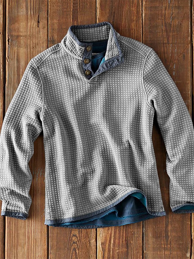 Herren Langarmshirt mit Stehkragen | Lockeres Freizeitshirt für Frühling & Herbst | Bequemer Casual-Pullover