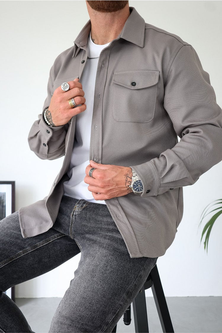 Herren Hemdjacke aus Baumwolle | Taillierter Schnitt mit Brusttaschen & Knopfleiste | Smart Casual