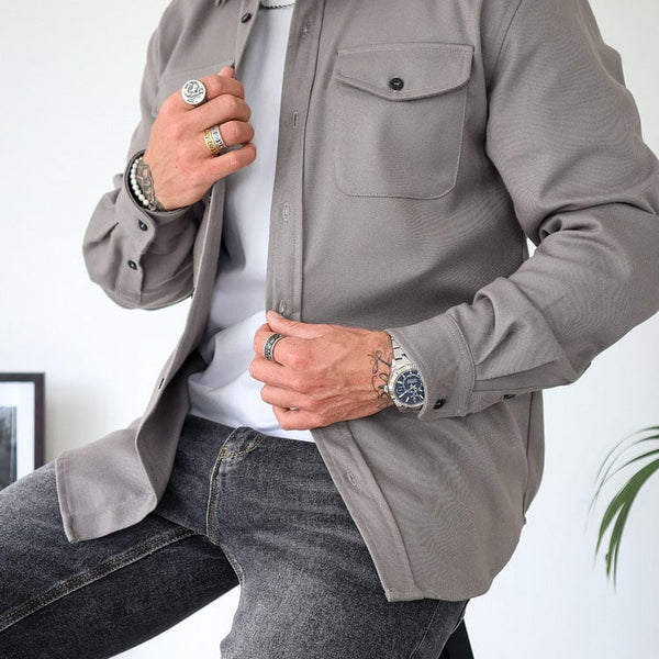 Herren Hemdjacke aus Baumwolle | Taillierter Schnitt mit Brusttaschen & Knopfleiste | Smart Casual