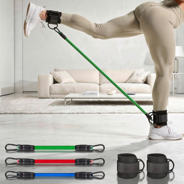 Fitnessbänder mit Knöchelmanschetten für Beintraining zuhause | Widerstandsbänder | BeinKraft