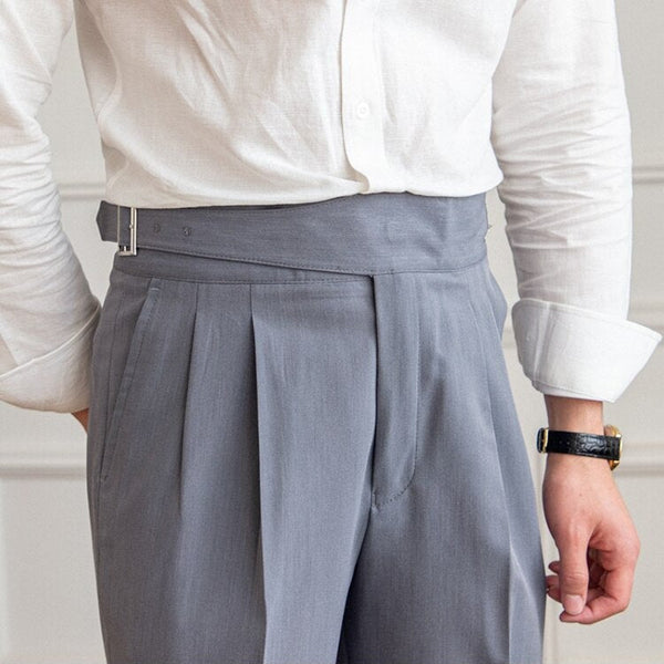 Herren Gurkha Hose mit hohem Bund | Gerade geschnittene Businesshose | Elegante Freizeithose im Vintage-Stil