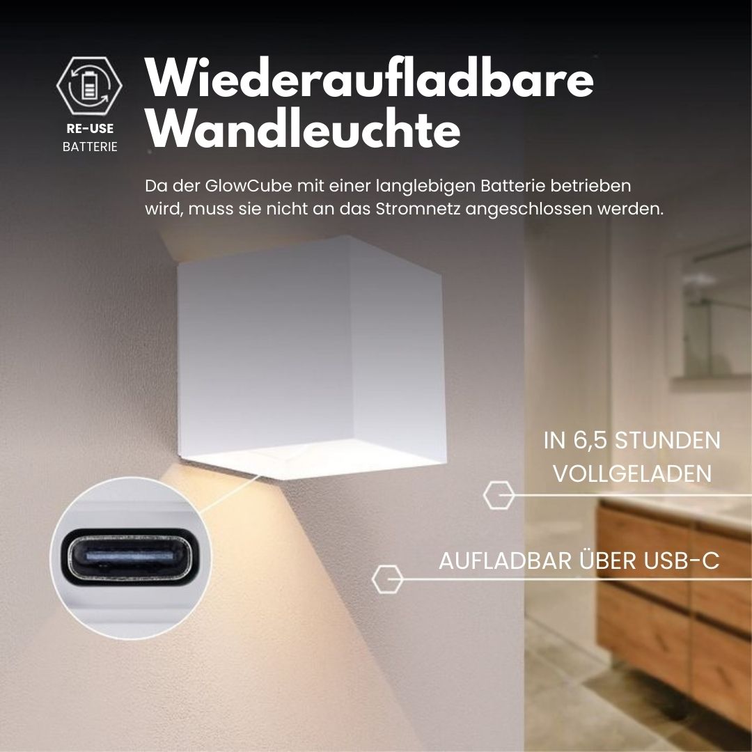 Kabellose Wandleuchte für innen und außen | LED Wandlampe mit Akku und Sensor in schwarz und weiß