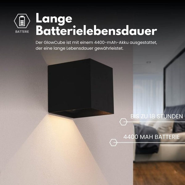 Kabellose Wandleuchte für innen und außen | LED Wandlampe mit Akku und Sensor in schwarz und weiß