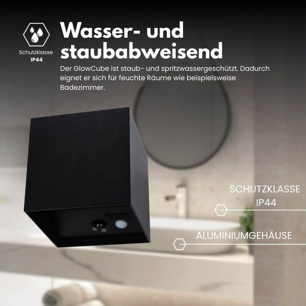 Kabellose Wandleuchte für innen und außen | LED Wandlampe mit Akku und Sensor in schwarz und weiß