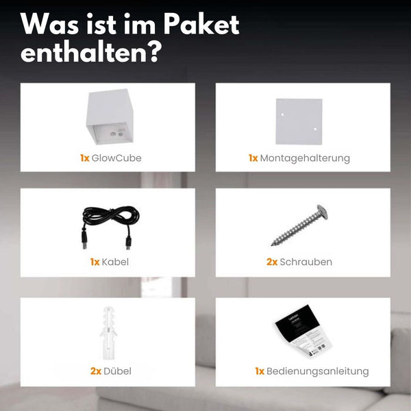 Kabellose Wandleuchte für innen und außen | LED Wandlampe mit Akku und Sensor in schwarz und weiß