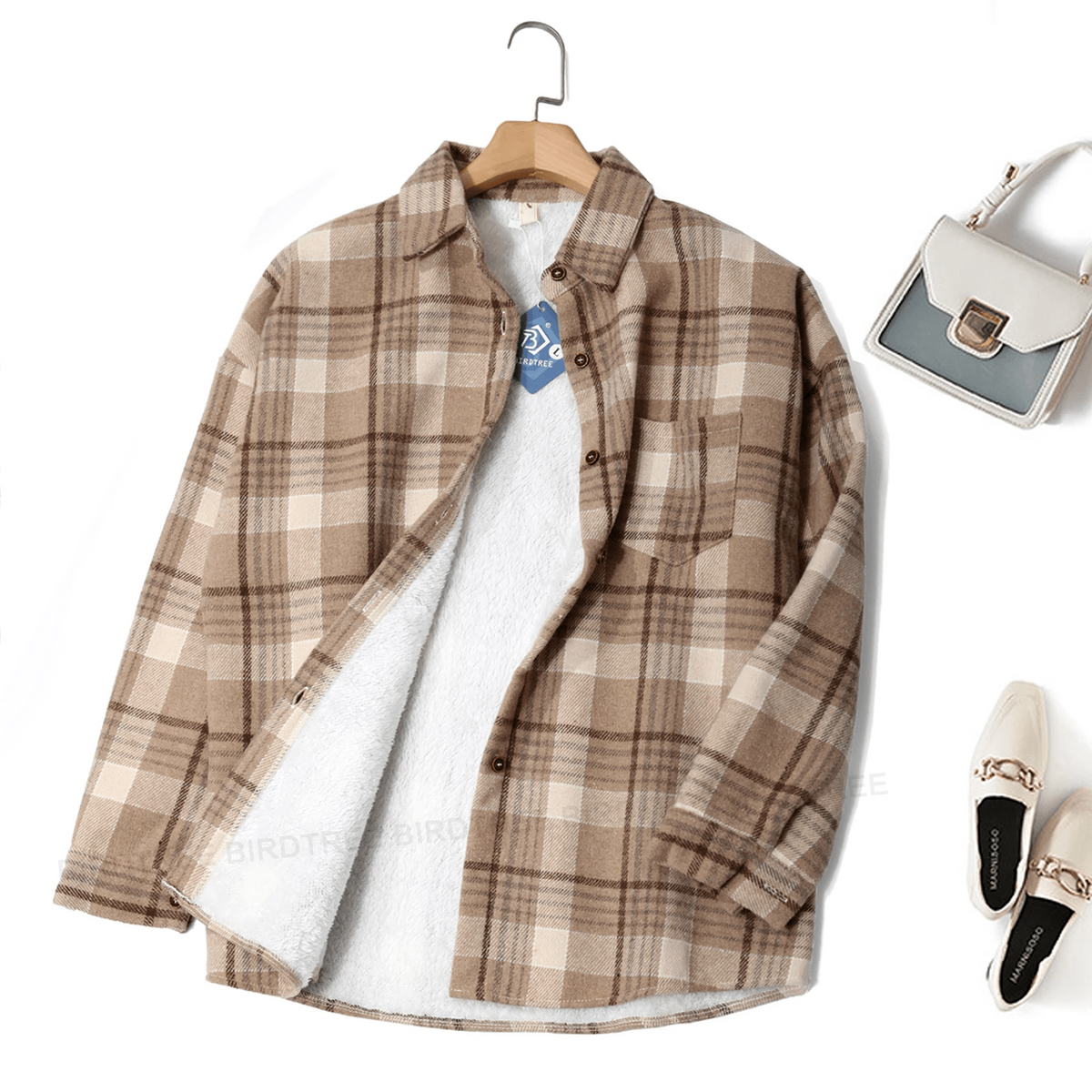 Eva™ | Karierte Jacke mit Pelz