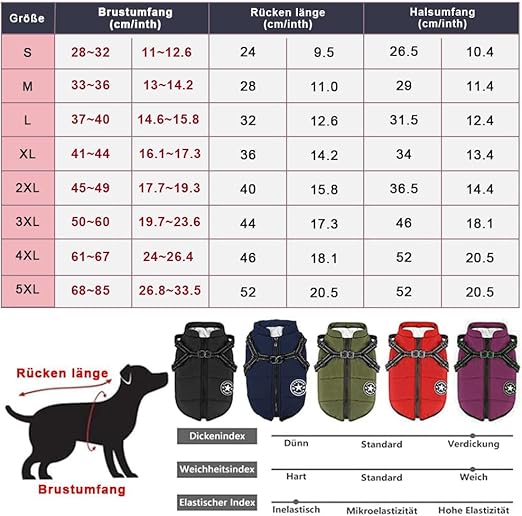 Hundemantel für Winter | Wintermantel für Hunde | Hundejacke mit Geschirr | FellMantel