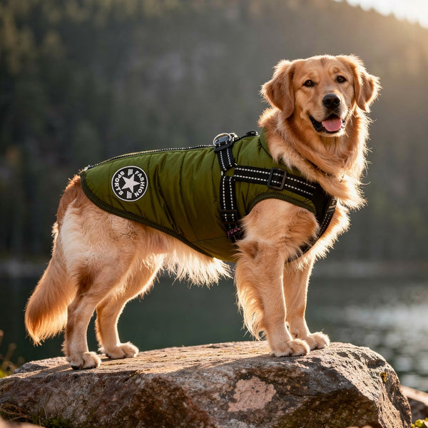 Hundemantel für Winter | Wintermantel für Hunde | Hundejacke mit Geschirr | FellMantel