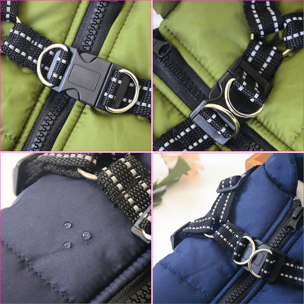 Hundemantel für Winter | Wintermantel für Hunde | Hundejacke mit Geschirr | FellMantel