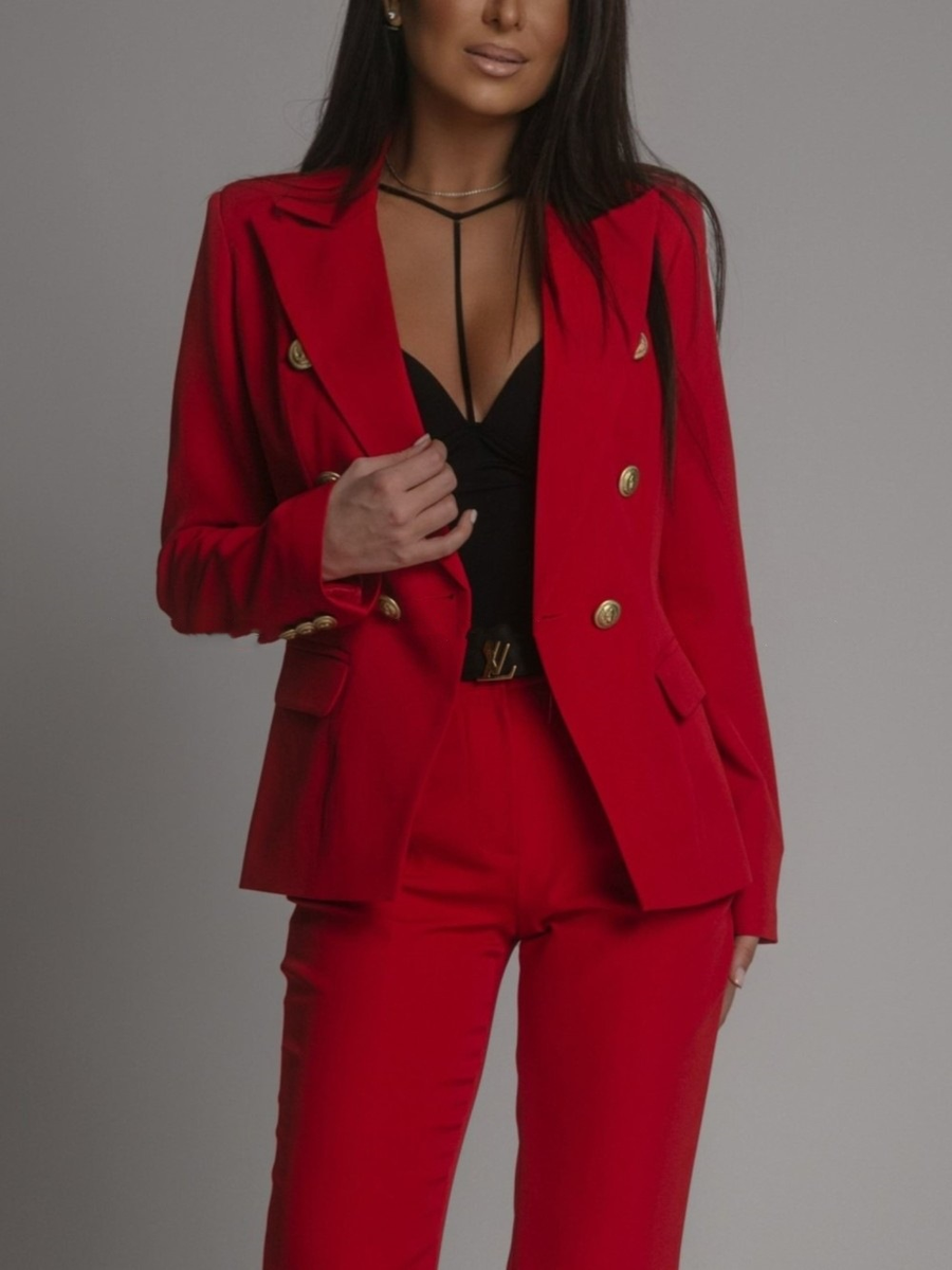 Damen Hosenanzug elegant | Blazer mit Design-Knöpfen & Hose mit perfekter Passform | Modern & bequem | Business & Anlass