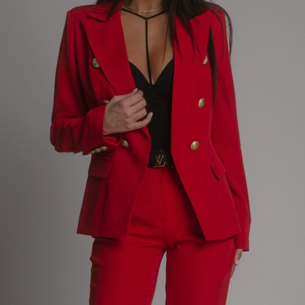 Damen Hosenanzug elegant | Blazer mit Design-Knöpfen & Hose mit perfekter Passform | Modern & bequem | Business & Anlass