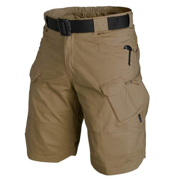 Herren Tactical Shorts elastisch | Reiß- & wasserfestes Poly/Baumwoll-Gewebe | Viele Taschen mit Zip/Klett | Outdoor Wandern