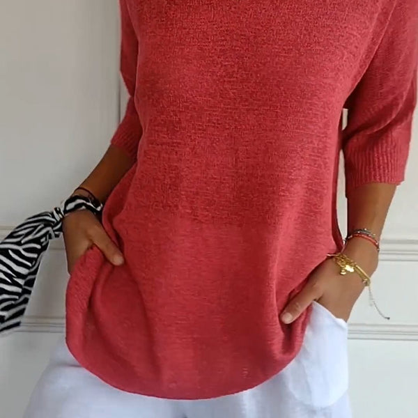 Miriam™ | Unifarbenes Stricktop mit V-Ausschnitt