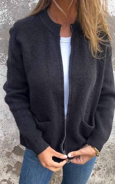 Carla™ | Baumwolle Zip Strickjacke
