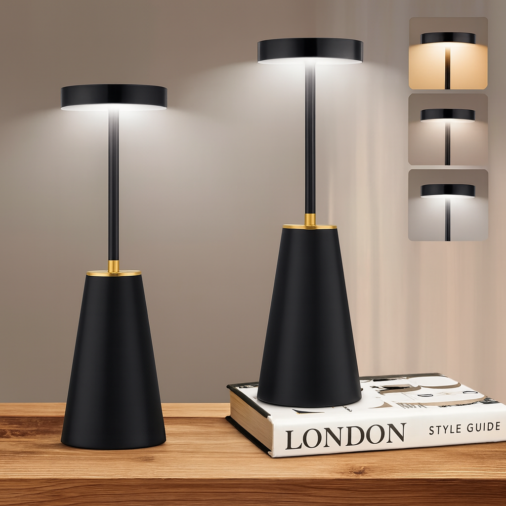 Kabellose Tischlampe | Nachttischlampe mit Touch | Dimmbare Lampe für modernes Ambiente | AuraLume