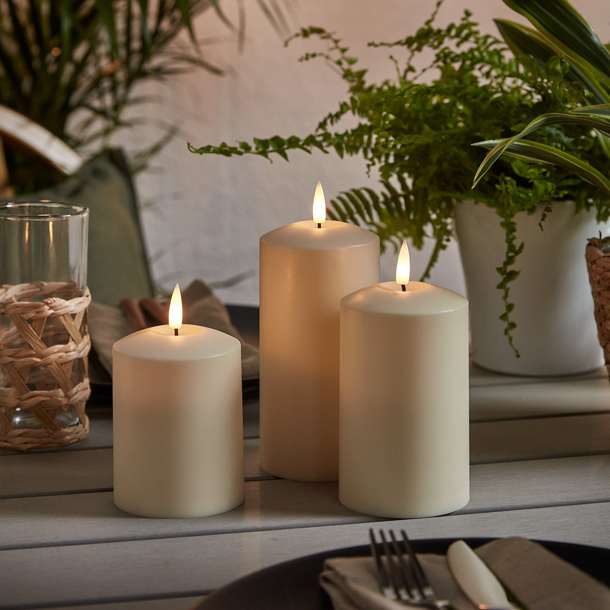 LED Kerzen Outdoor | Kerzen mit Timer | 3 Stück | KerzenNest
