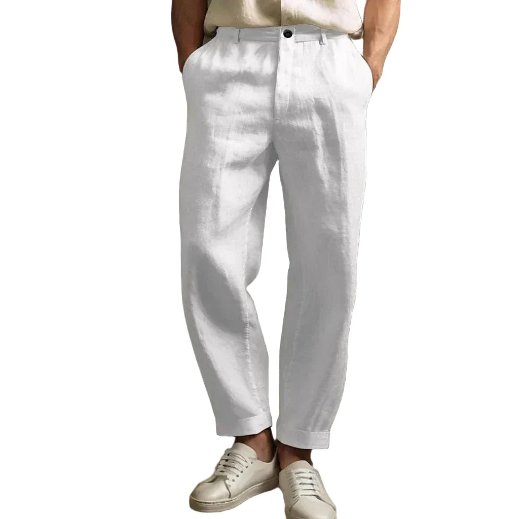 Herren Leinenhose mit lockerer Passform | Luftige Sommerhose für Freizeit & Urlaub | Atmungsaktiver Komfort