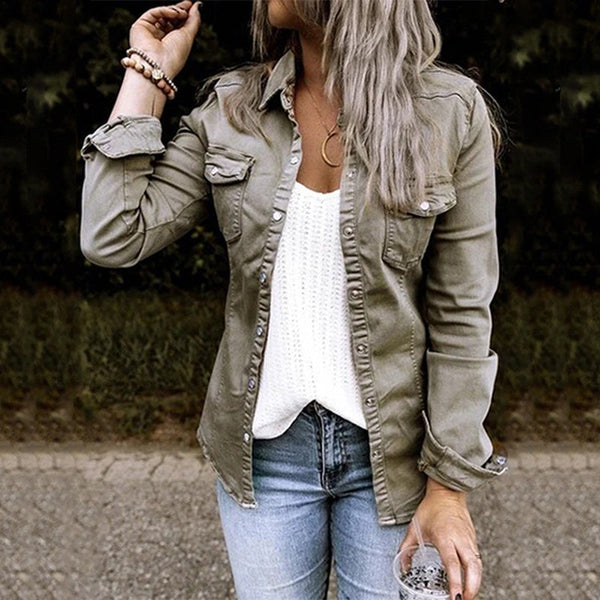 Damen Jeansjacke tailliert | leicht & bequem mit Stretch | Knopfleiste & Taschen | vielseitig zu Kleid, Rock & Jeans | S–2XL