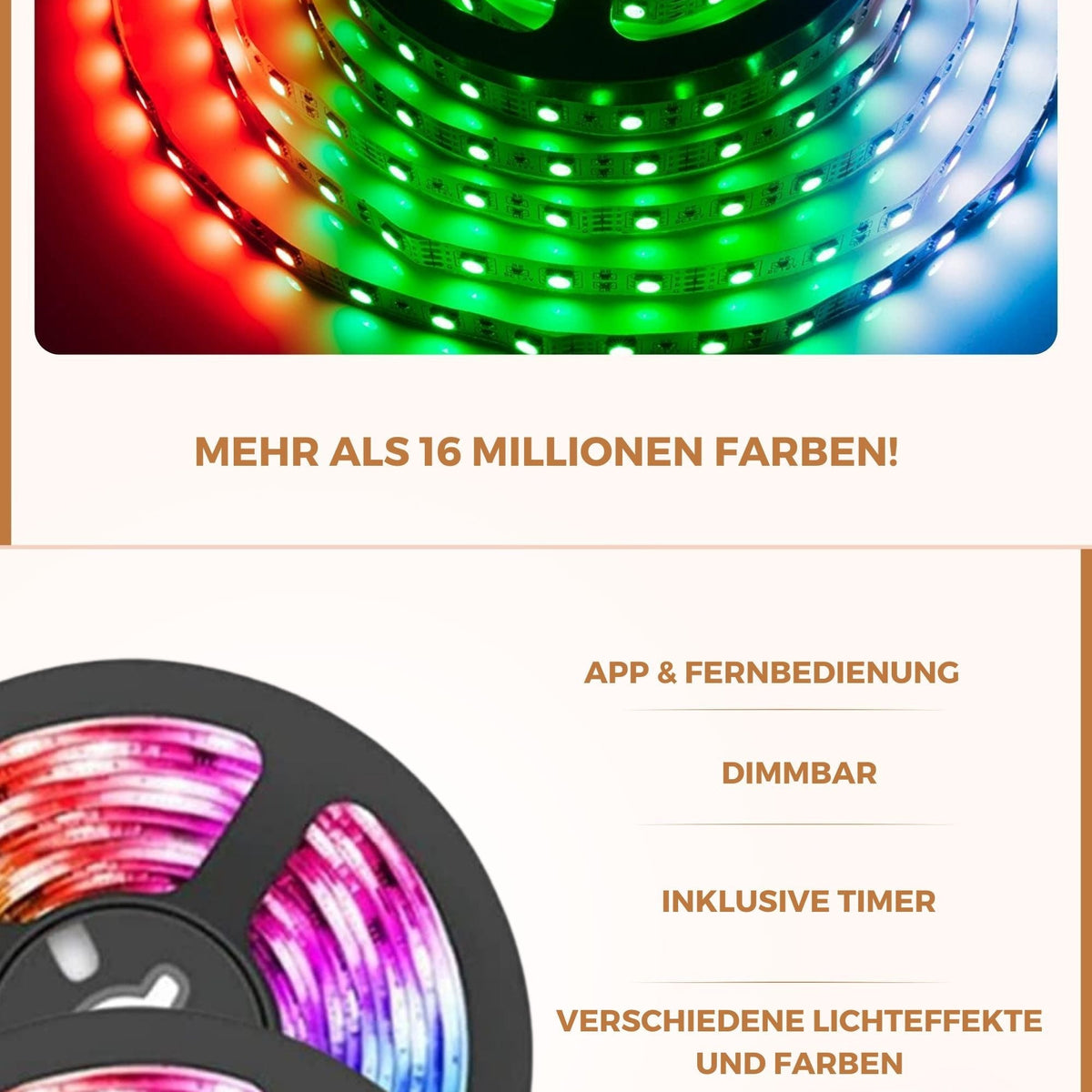 LED Streifen 15 Meter | LED Strip mit App & Fernbedienung | LED Beleuchtung | StreifLux