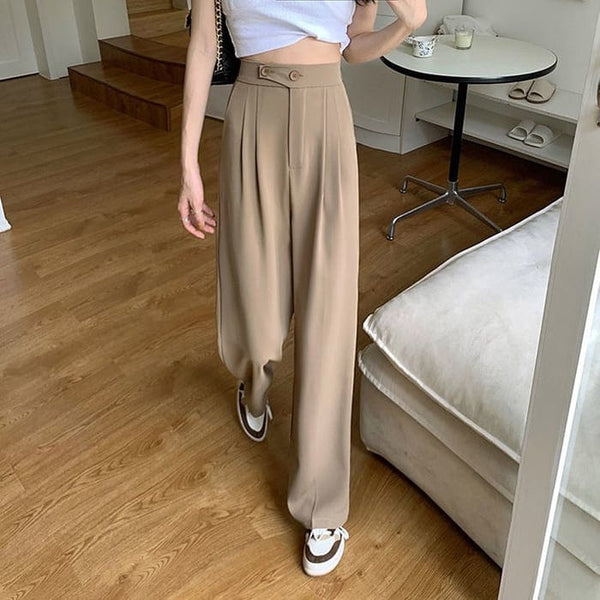 Damen Stoffhose bequem & vielseitig | lange High-Waist Hose für Alltag & Büro | elegante Freizeit Hose mit komfortabler Passform