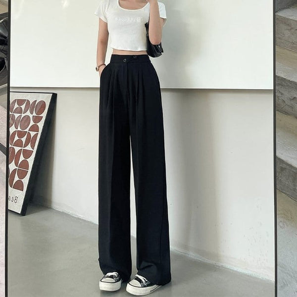 Damen Stoffhose bequem & vielseitig | lange High-Waist Hose für Alltag & Büro | elegante Freizeit Hose mit komfortabler Passform
