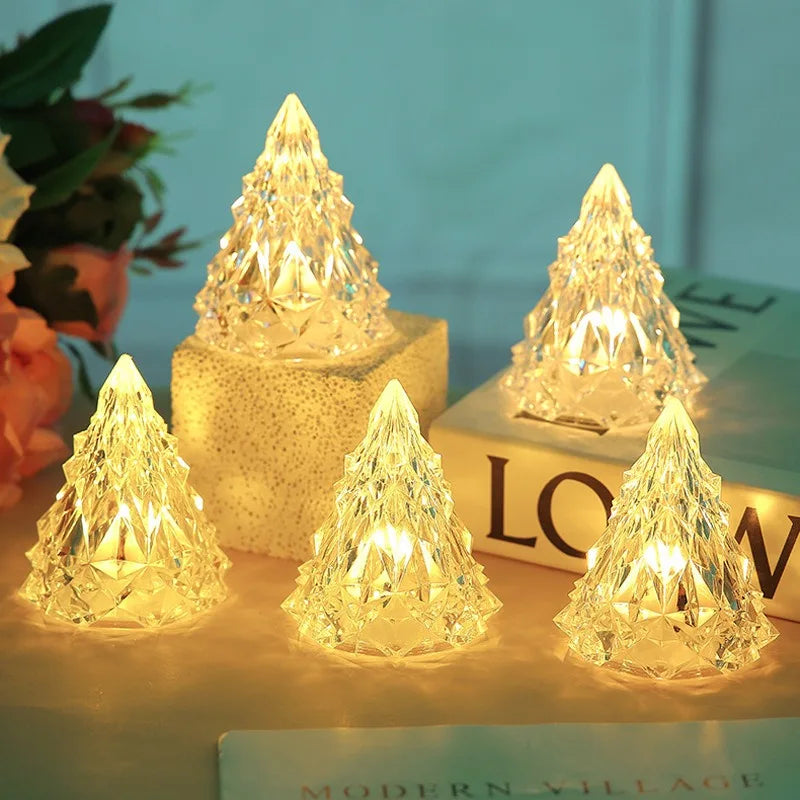 Mini Weihnachtsbaum aus Kristall | Beleuchtete Weihnachtsdeko | KristallBaum (5 Stück)