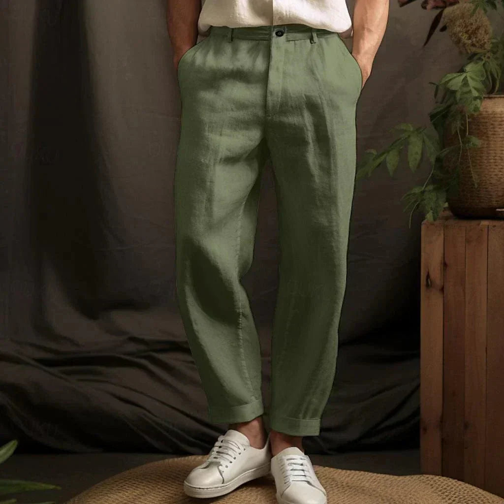 Herren Leinenhose mit lockerer Passform | Luftige Sommerhose für Freizeit & Urlaub | Atmungsaktiver Komfort