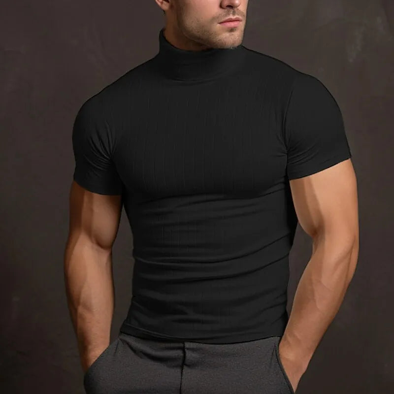 Herren Rollkragen-Shirt mit Stretch-Komfort | Atmungsaktiv & elastisch | Modernes Kurzarm-Freizeithemd