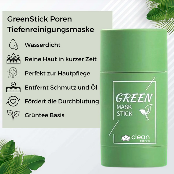 Reinigungsmaske Stick für Gesichtsreinigung | Naturkosmetik mit Grünteeextrakt für Hautpflege | LumiHaut