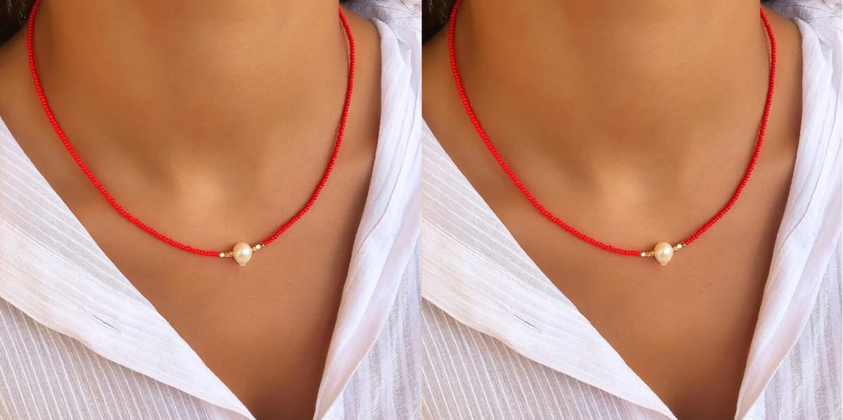 Perlen Halskette Damen handgefertigt | Süßwasserperlen Schmuck elegant | Zeitlose Damen Kette verstellbar