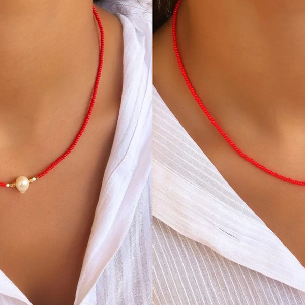 Perlen Halskette Damen handgefertigt | Süßwasserperlen Schmuck elegant | Zeitlose Damen Kette verstellbar