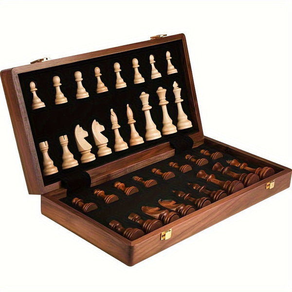 Schachspiel aus Holz | Schachbrett mit Schachfiguren | faltbar & tragbar | RoyalBrett