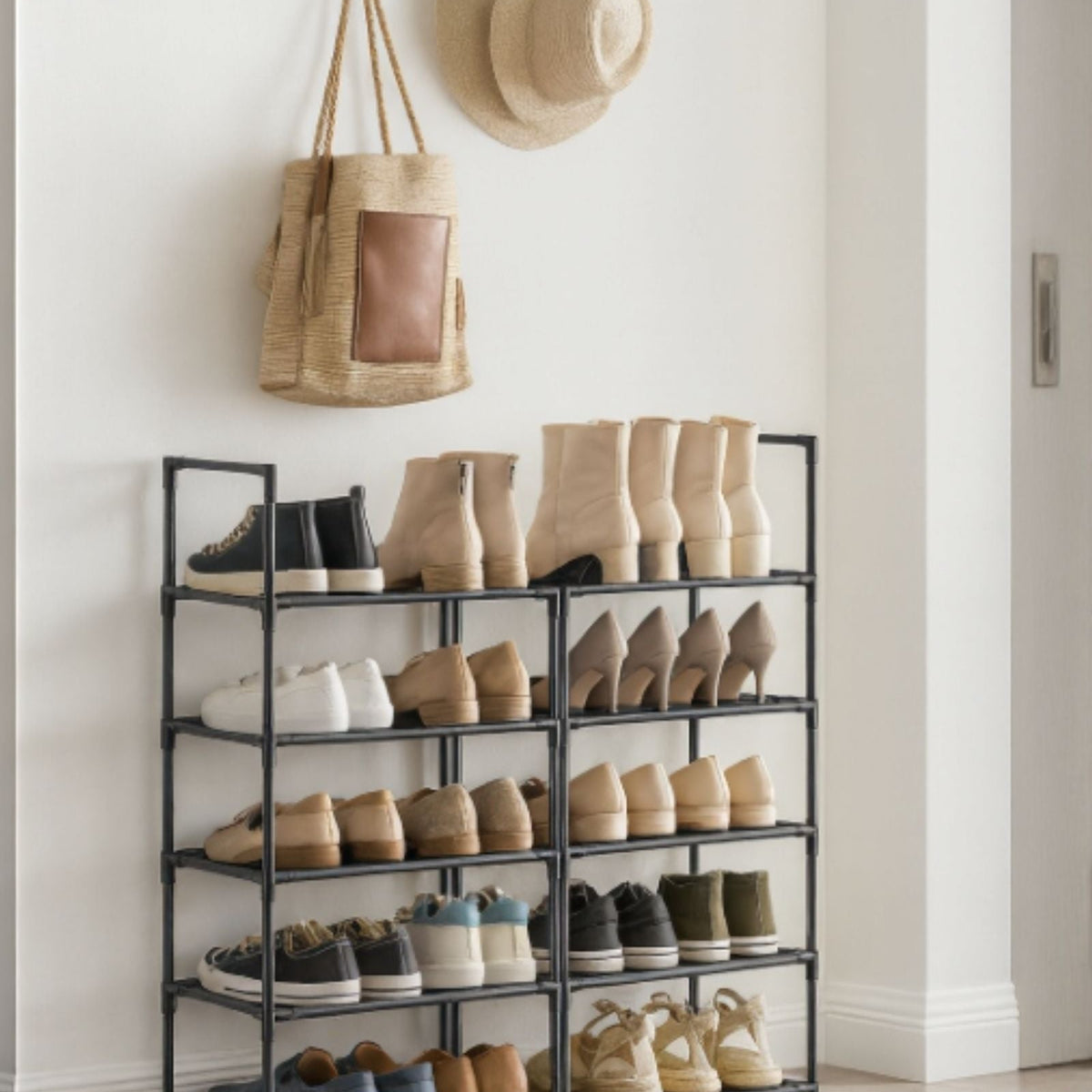 Schuhschrank aus Metall | Schmales Schuhregal | Platzsparende Schuhaufbewahrung | StahlLine