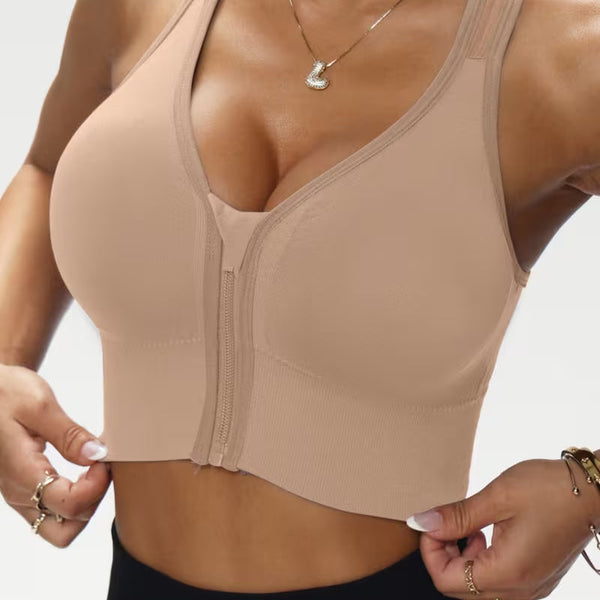 Sport BH mit Reißverschluss ohne Bügel für Damen | Push up BH | Zentiva