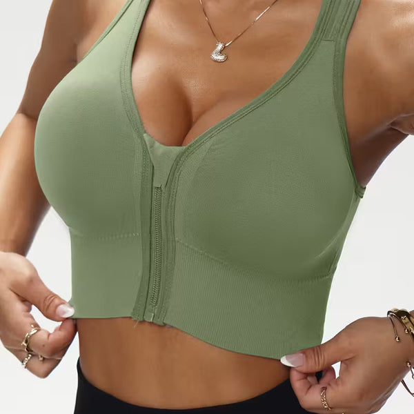 Sport BH mit Reißverschluss ohne Bügel für Damen | Push up BH | Zentiva