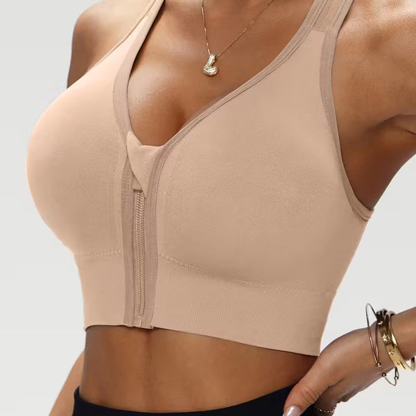 Sport BH mit Reißverschluss ohne Bügel für Damen | Push up BH | Zentiva