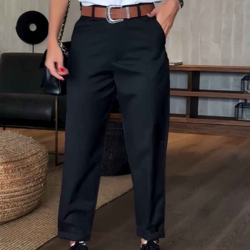 Damen Blazerhose mit hohem Bund | Gerade geschnittene Business-Hose | Elegante Freizeit- & Bürohose