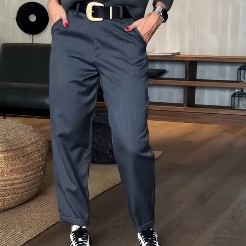 Damen Blazerhose mit hohem Bund | Gerade geschnittene Business-Hose | Elegante Freizeit- & Bürohose