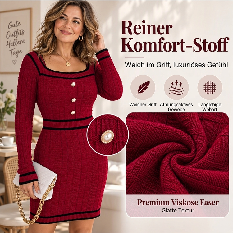 FormVollendet™ Figurbetontes Langarm-Strickkleid