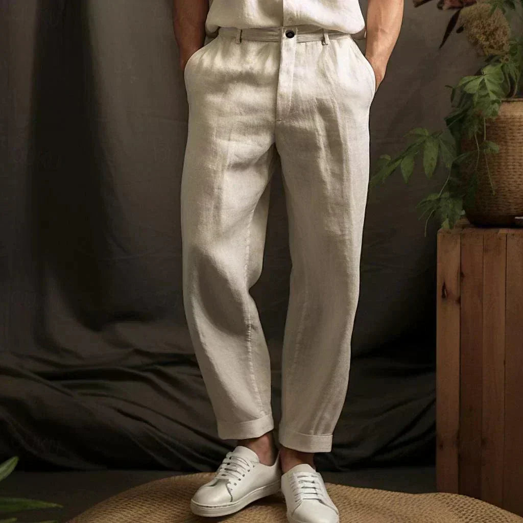 Herren Leinenhose mit lockerer Passform | Luftige Sommerhose für Freizeit & Urlaub | Atmungsaktiver Komfort