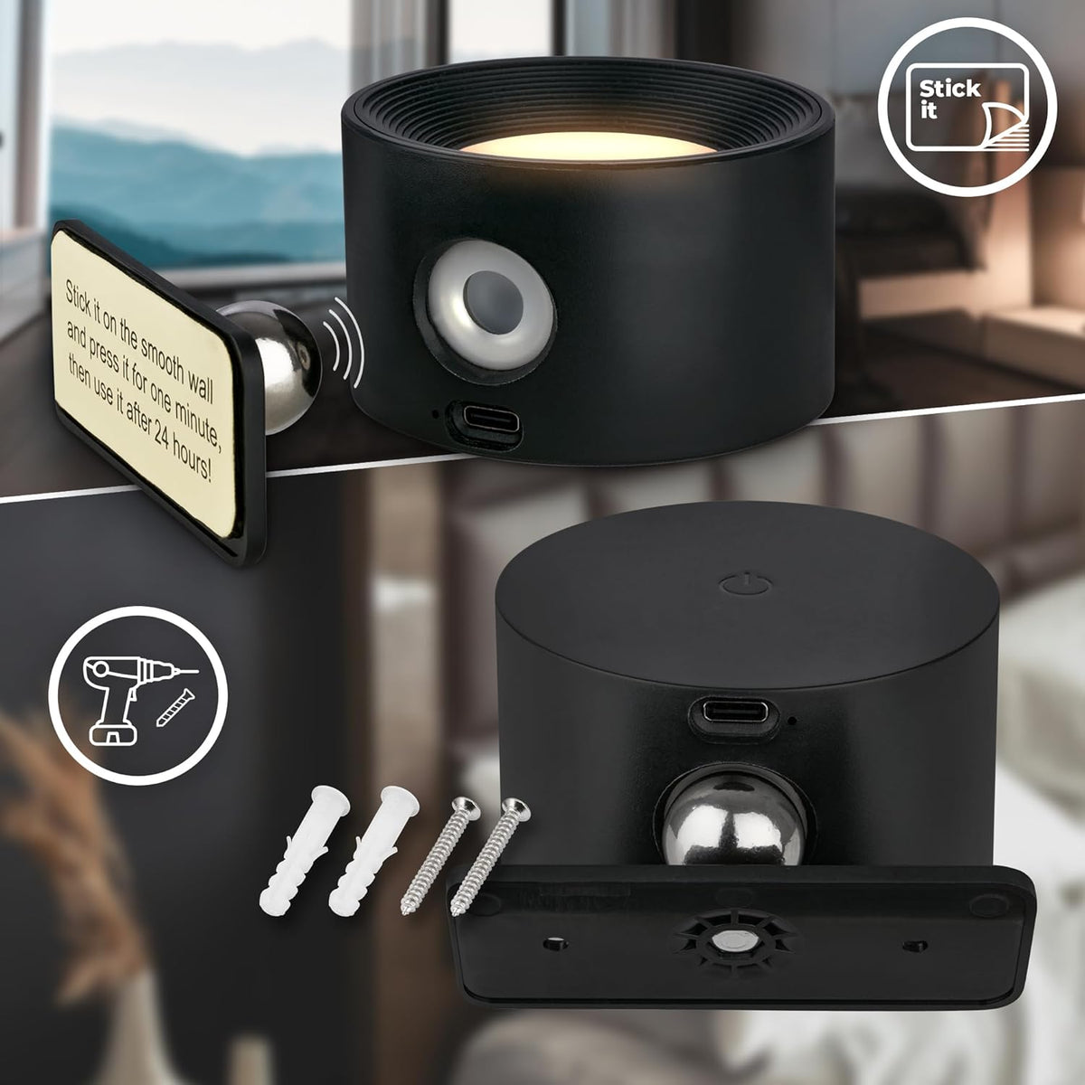 LED Lampe | Lampe mit Bewegungsmelder | Kabellose Lampe | Strahl360