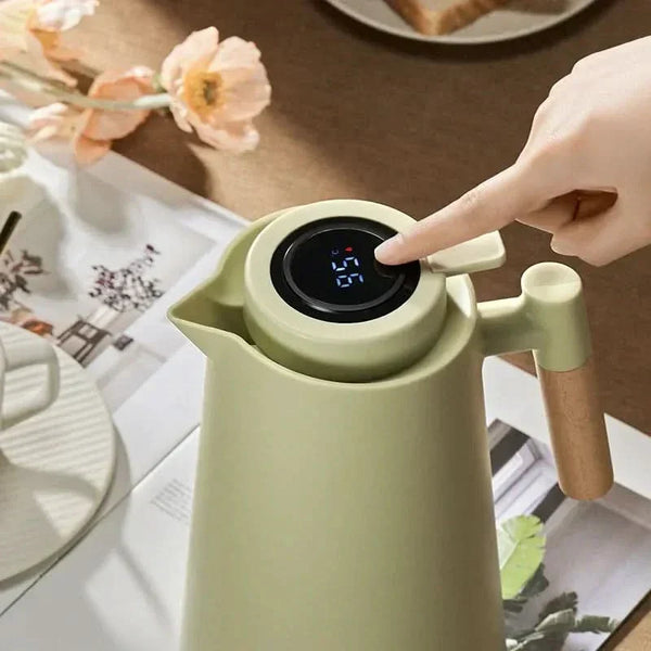 Thermoskanne mit Temperaturanzeige | Isolierkanne 1 Liter für Kaffee & Tee | Heatina