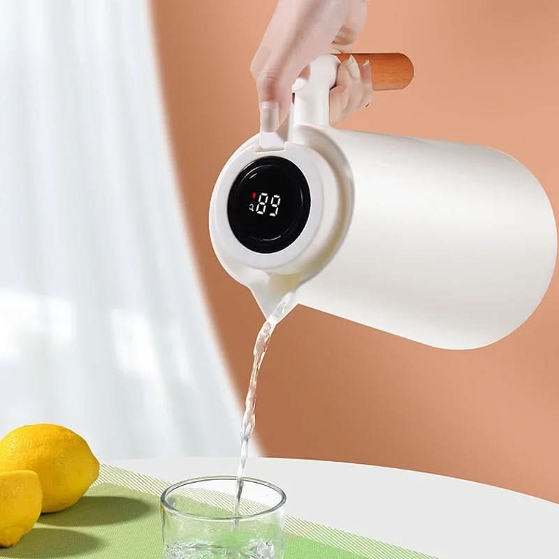 Thermoskanne mit Temperaturanzeige | Isolierkanne 1 Liter für Kaffee & Tee | Heatina