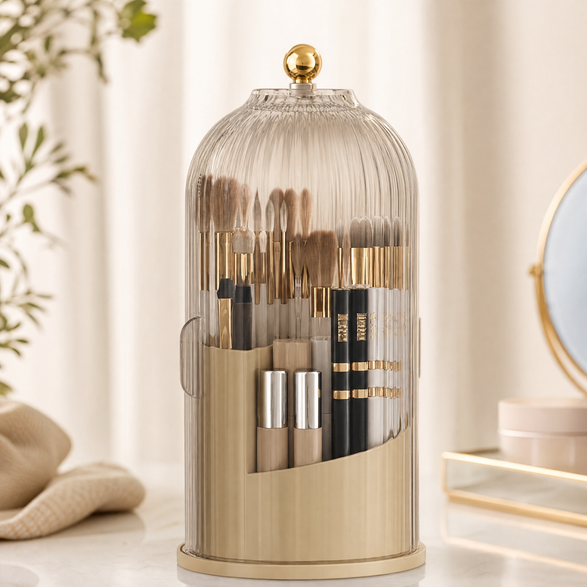 PinselGlanz™ Eleganter Make-up-Pinsel-Organizer mit Staubschutz