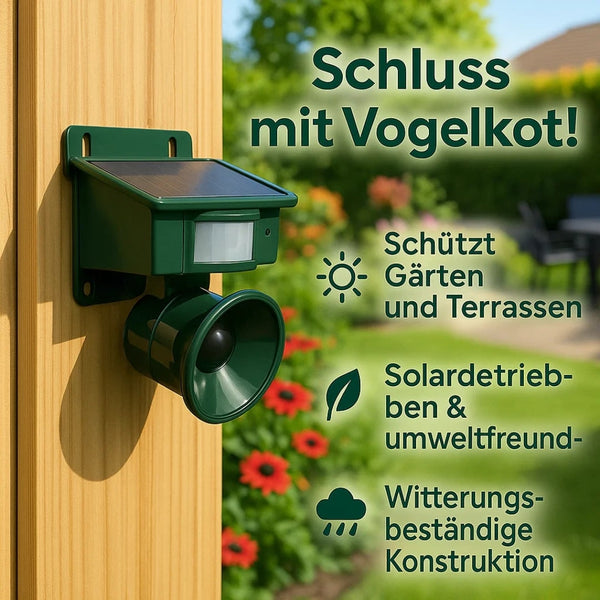 Tauben vertreiben von Balkon & Garten | Vogelabwehr Gerät | VogelBlock
