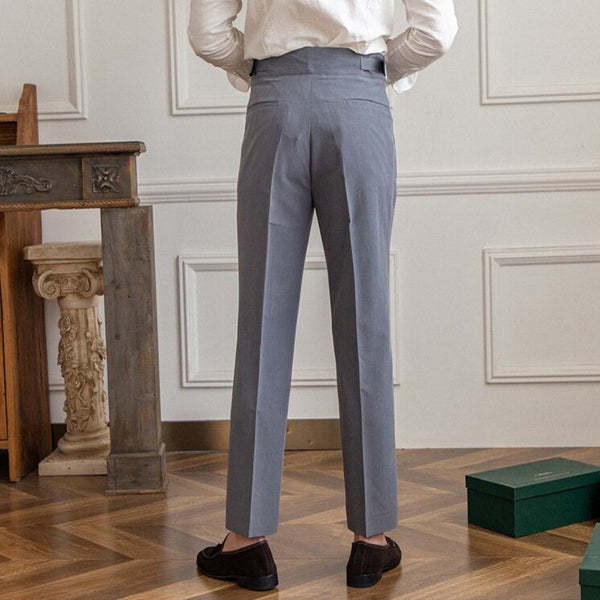 Herren Gurkha Hose mit hohem Bund | Gerade geschnittene Businesshose | Elegante Freizeithose im Vintage-Stil