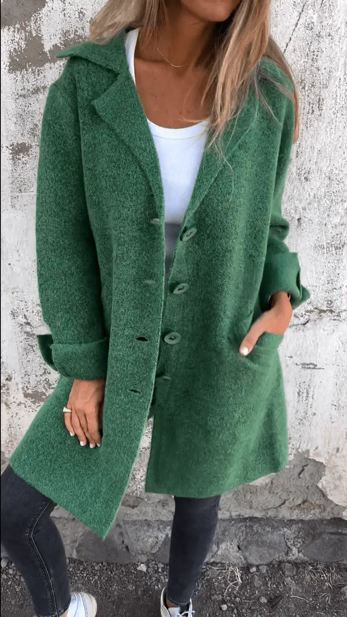 Ivanka | Damen Long Coat | Figurbetont & Elegant | Langer Mantel mit Manschetten