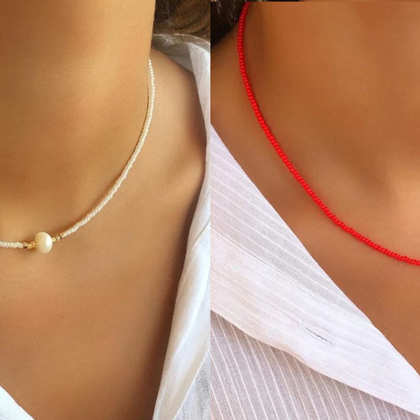 Perlen Halskette Damen handgefertigt | Süßwasserperlen Schmuck elegant | Zeitlose Damen Kette verstellbar