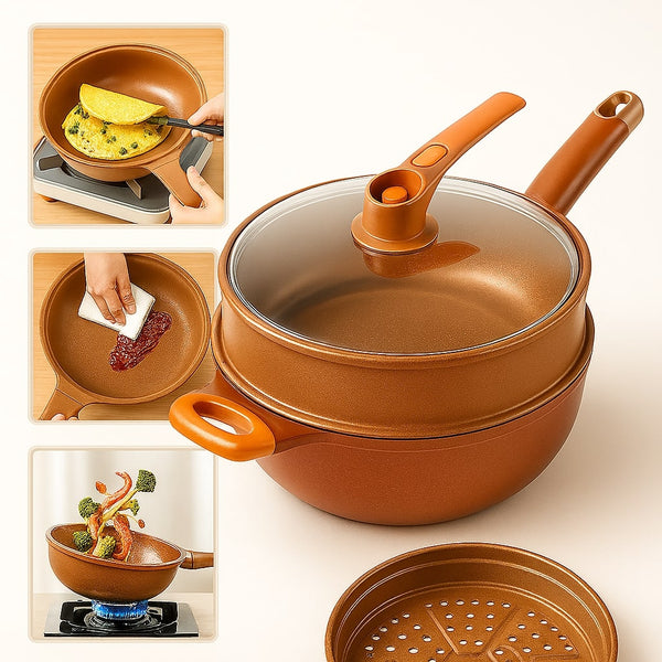 Wokpfanne für Induktion | Beschichtete Pfanne für Braten, Sautieren, Dämpfen oder Frittieren | WokMeister